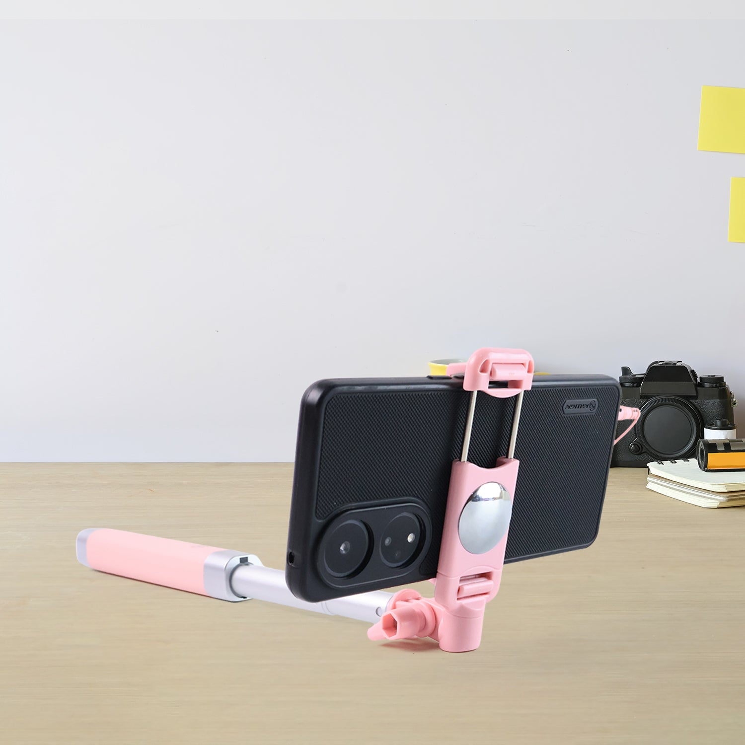 Wired Selfie Stick with Rearview Mirror & Built-In Shutter Button (1 Pc) Wired Selfie Stick with Rearview Mirror & Built-In Shutter Button (1 Pc)